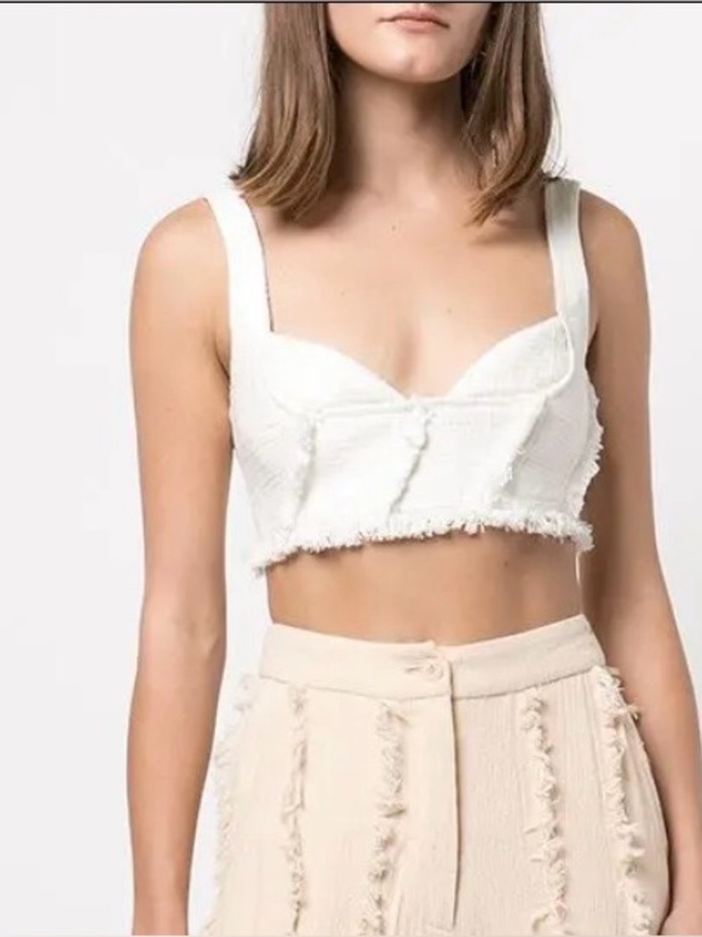 JONATHAN SIMKHAI Keaton Fringe-Detail Cotton Bralette M ?